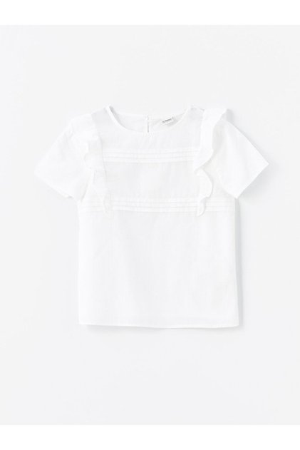 Crew Neck Short Sleeve Girl's Blouse
