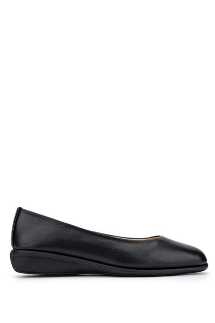 Women's Genuine Leather Black Analin Ballerina Shoes