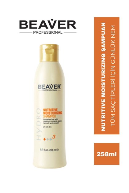 Beaver Nutritive Moisturizing Şampuan 258ml | Her Saç Tipine Uygun, Keratin Kolajen Nem Bombası