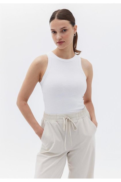 Women's Ribbed Halter Neck Knitted Tank Top T-Shirt