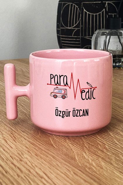 Kişiye Özel Paramedik Pastel T Kulplu Kupa Bardak Pembe İsme Özel Tıp Bayramı Hediyeleri