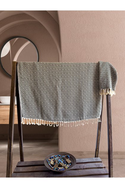%100 Pamuk Diamond Püsküllü Peştemal, Banyo-plaj Havlu Takımı, Hamam Havlusu, Büyük Boy 100x180 Cm