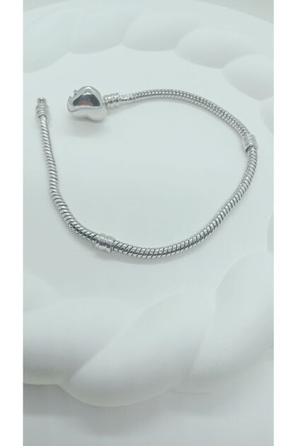 Elasya Jewels Kalp Klipsli Yılan Zincir Bileklik , Pandora Charm