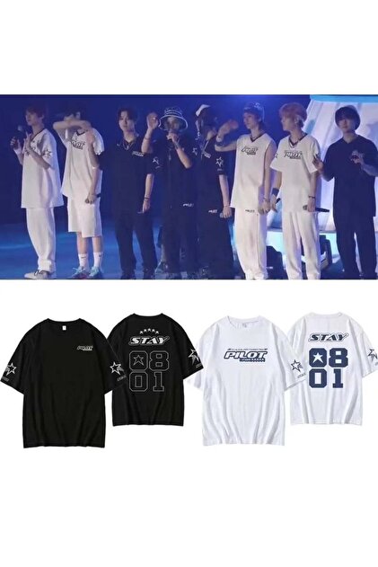 Stray Kids PILOT Tシャツ スウェット Minibox 4点 Rbgstore Stray Kids 5-Star Pilot Baskılı Konser T-shirt-XL - SİYAH