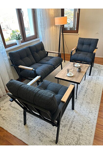 Gökçe,Balkon, Bahçe,Teras,Cafe - Salon - Metal Kanepe Koltuk Takımı - 2+1+1 + Sehpa