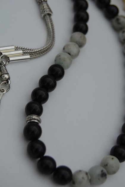 Onyx And Dalmatian Agate Stone Rosary