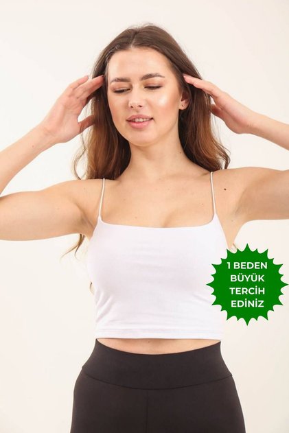 1066 White Basic Strappy Women's Cropped Bodysuit
