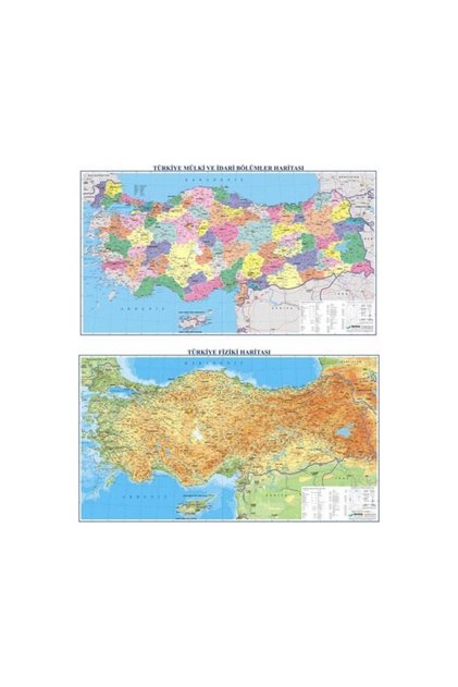Türkiye Fiziki / Siyasi Çift Taraflı 50x70 CM Türkiye Haritası