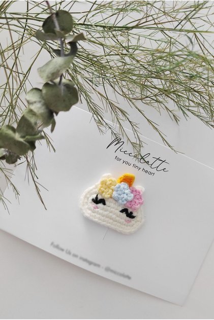 Unicorn Figürlü El Örgüsü Saçsız Bebek Tokası