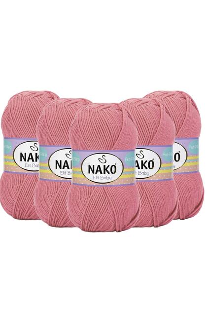 5 Pieces Nako Elit Baby Anti Pilling Hand Knitting Yarn - 10325 Powder