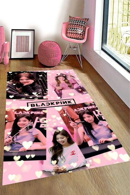 Alpacarpet Kaymaz Taban Makinede Yıkanabilir BlackPink Army Kpop