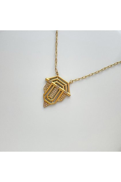 Serenay Tarnish Stainless Steel Gold Stone Locket Necklace