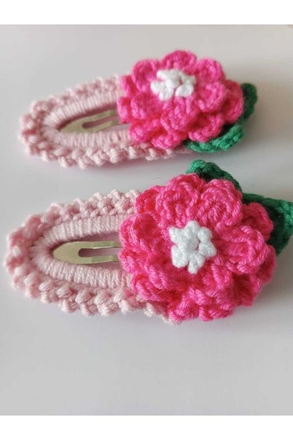 2 Pieces Handmade Cotton Snap Buckle - Bud Embroidery