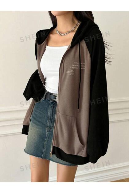 Unisex Large Size Beautiful Back and Front Printed Raglan Sleeve Hooded Oversize Winter Cardigan Hoodie