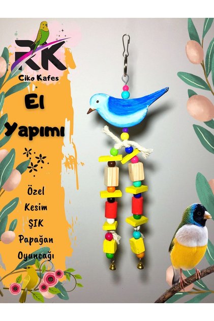 Özel Kesim Kuş Figürlü Çanlı Papağan Oyuncağı