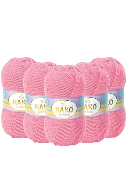 5 Pieces Nako Elit Baby Anti Pilling Hand Knitting Yarn - 6837 Pink