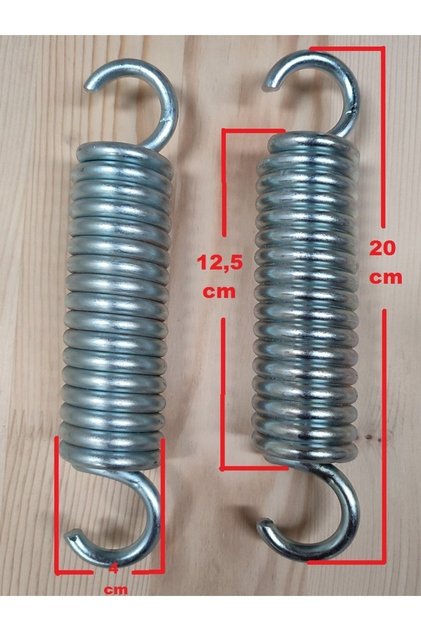7 Mm Çelik 2 Adet Salıncak Yayı - Ekstra Uzun - 17 Boğum - 20 Cm - Galvanizli - Düz Kancalı
