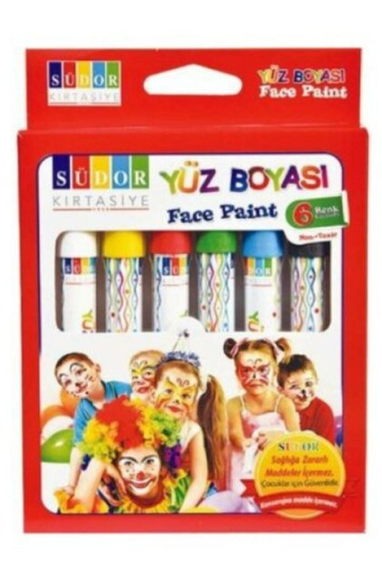 6 Renkli Yüz Boyası - Yüz Boyama Palyaço Kalemi