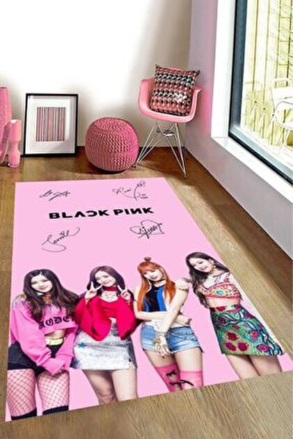 Alpacarpet Kaymaz Taban Makinede Yıkanabilir BlackPink Army Kpop