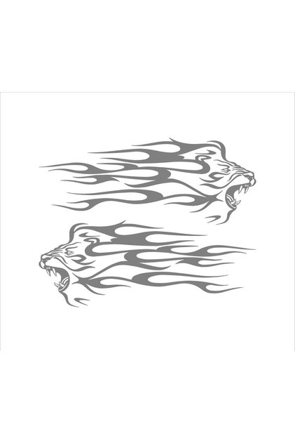 Kükreyen Aslan Alevli Sticker Çok Amaçlı Sticker