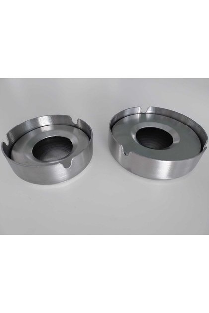 Kısmet Indoor Ashtray Set of 2 Metal Gray Round