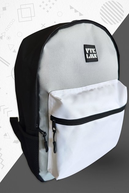 Unisex White Gray Black Waterproof School and Backpack