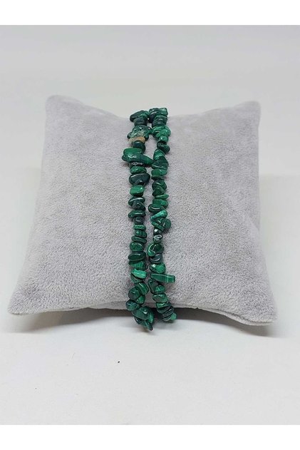Malachite Stone Two Row Bracelet Tiny Size 4-6mm Range Unshaped