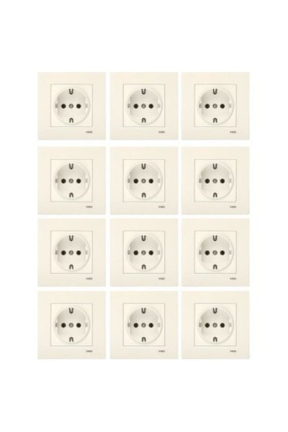 Karre 12 Pieces Grounded Socket Frame Included Cream
