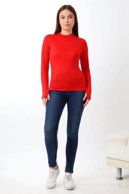 Women's Finger Detailed Body 21756 Red