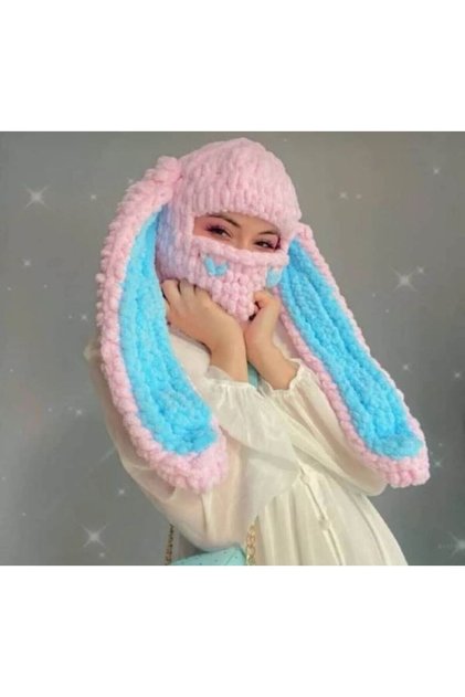 Snow Mask Animal Figure Hat with Cat Ears Black Hat Puffy Beanie Ski & Snowboard Balaclava