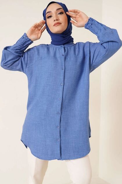 Kol Nevrülü Tunik Indigo