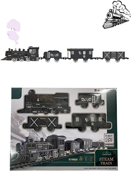 welcomein Oyuncak Işıklı ve Sesli Buhar Çıkartan 15 Parça Tren Set