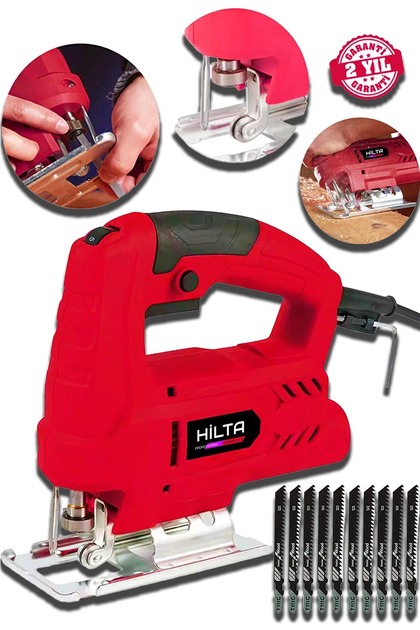 Alman E-TECH 7600 W Bakır Sargı Çelik Şanzıman 6 Kademe Devirli Dekupaj Testere Makinesi 5 Adet Uç
