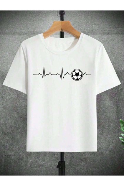 Boy's White Rhythm Football Printed Children's T-Shirt