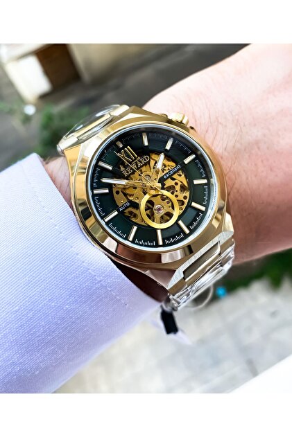Reward altın rengi ful Çelik su geçirmez otomatik mekanizma pilsiz