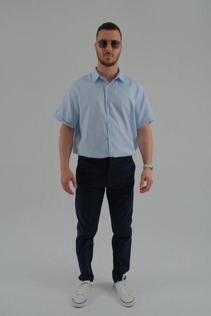 Navy Blue Color Straight Jeans Men's Trousers