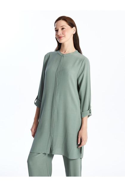Lcw Grace Women's High Collar Plain Shirt Tunic