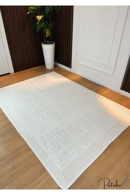 Patiska Yıkanabilir Kaymaz Dekoratif Spiral Desen Pamuk Bukle Kilim
