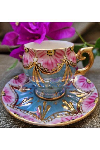 Saltanat Porcelain Hand Painting Set of 2 Coffee Cups
