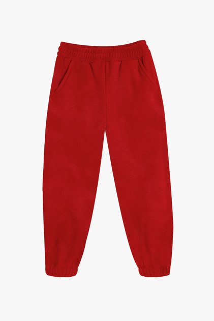 Red Fleece Sweatpants with Pockets, for Boys and Girls