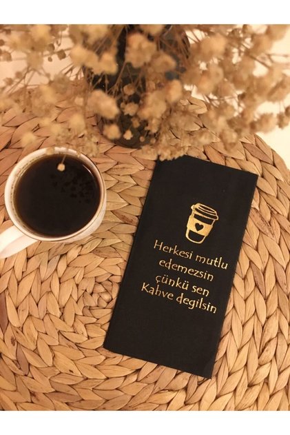 Yaldızlı Gold Baskılı Siyah Sunum Peçetesi 16li