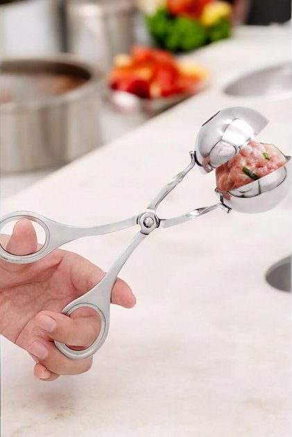 Top Şeklinde Köfte Şekillendirme Meze Porsiyonlayıcı Makas Kaşık | Paslanmaz Çelik Şekillendirici
