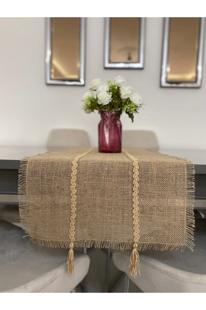Hand-Knitted Jute Table Runner / Straw / Burlap (custom sizes and colors available)