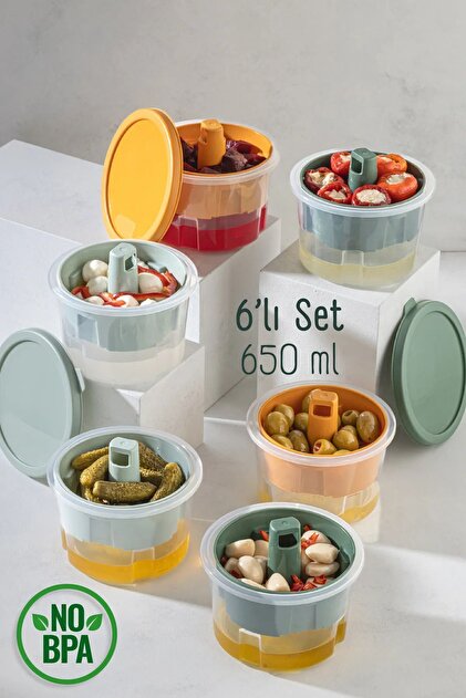 Vienev 6 Adet Mini Zeytin Turşu Peynir Saklama Kabı Kahvaltılk