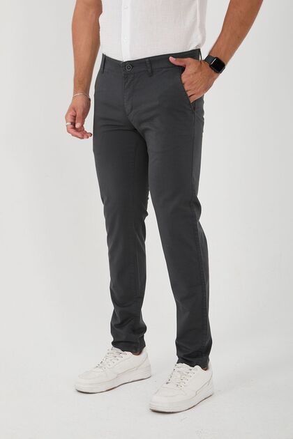 Men's Lycra Slim Fit Anthracite Chino Pants