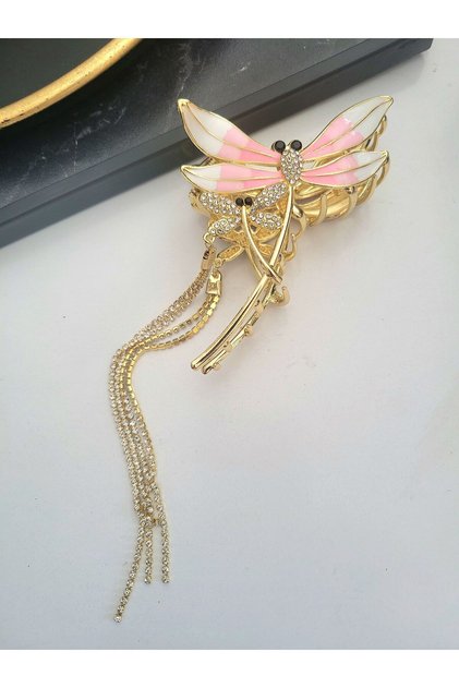 Large Size Gold Metal Latch Buckle Dragonfly Hair Claw Glpş-3110
