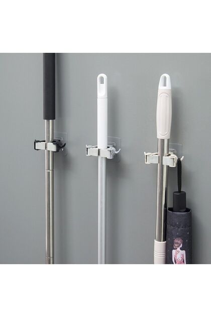 3-Piece Multi-Purpose Mop, Broom, Brush and Mop Hanger Handle Holder Kitchen and Bathroom Hanger Set