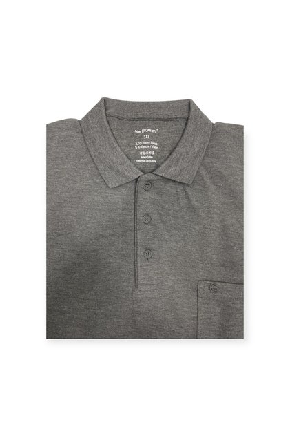 Men's Large Size Polo Collar Combed Cotton Long Sleeve Pocket Sweater 1104
