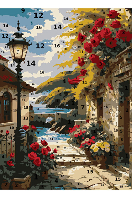 cororful／Sodomほか Puzzle Sayılarla Boyama Tuval Seti Fırça Boya Dahil (çıtalı) 35x50