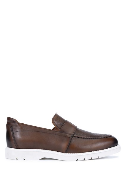 Men's Genuine Leather Tan Loafer Shoes